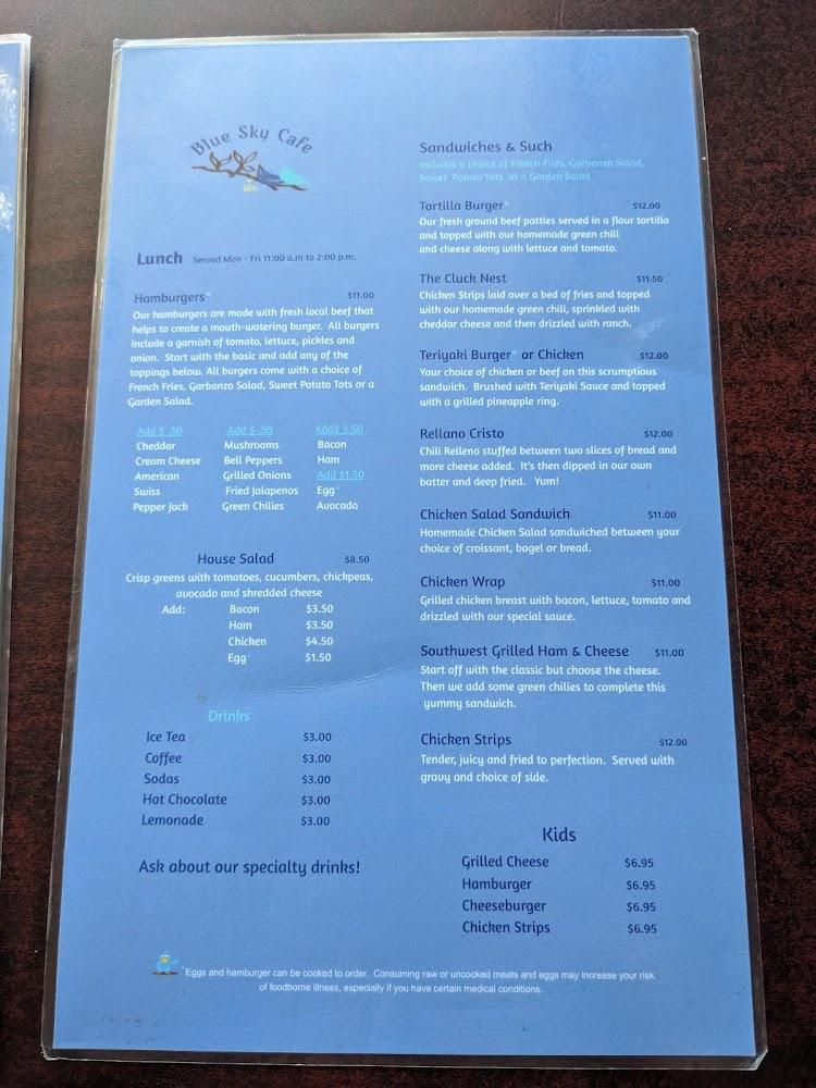 Blue Sky Cafe Menu image 2
