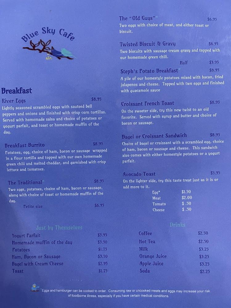 Blue Sky Cafe Menu image 3